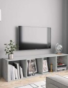 vidaXL Библиотека/ТВ шкаф бетонно сива 143x30x36 см