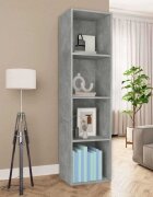 vidaXL Библиотека/ТВ шкаф бетонно сива 36x30x143 см инженерно дърво