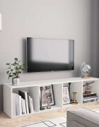 vidaXL Библиотека/ТВ шкаф бяла 143x30x36 см