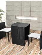 vidaXL Бистро комплект 3 части с възглавници черен полиратан