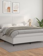 vidaXL Боксспринг легло с матрак бяло 160x200 см изкуствена кожа