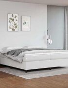 vidaXL Боксспринг легло с матрак бяло 200x200 см изкуствена кожа
