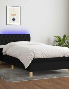 vidaXL Боксспринг легло с матрак и LED черна 90x190 см плат
