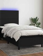 vidaXL Боксспринг легло с матрак и LED черна 90x200 см плат