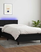 vidaXL Боксспринг легло с матрак и LED черна 90x200 см плат