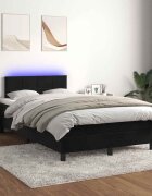 vidaXL Боксспринг легло с матрак и LED черно 120x200 см кадифе