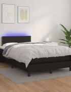 vidaXL Боксспринг легло с матрак и LED черно 120x200см изкуствена кожа