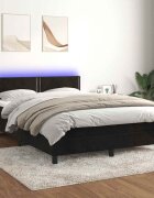 vidaXL Боксспринг легло с матрак и LED черно 140x190 см кадифе