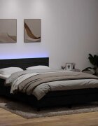 vidaXL Боксспринг легло с матрак и LED черно 160x210 см кадифе