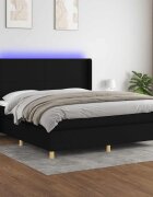 vidaXL Боксспринг легло с матрак и LED черно 180x200 см плат