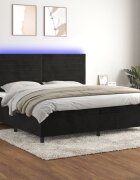 vidaXL Боксспринг легло с матрак и LED черно 200x200 см кадифе