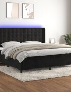 vidaXL Боксспринг легло с матрак и LED черно 200x200 см кадифе