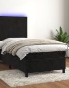 vidaXL Боксспринг легло с матрак и LED черно 90x190 см кадифе