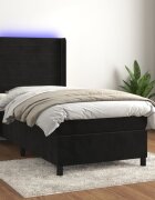 vidaXL Боксспринг легло с матрак и LED черно 90x200 см кадифе