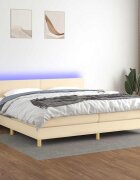 vidaXL Боксспринг легло с матрак и LED кремава 200x200 см плат