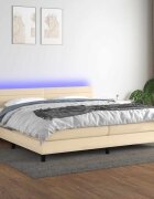 vidaXL Боксспринг легло с матрак и LED кремава 200x200 см плат