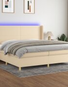 vidaXL Боксспринг легло с матрак и LED кремава 200x200 см плат