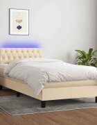 vidaXL Боксспринг легло с матрак и LED кремава 90x190 см плат