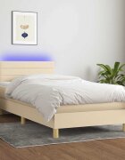 vidaXL Боксспринг легло с матрак и LED кремава 90x190 см плат