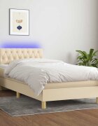 vidaXL Боксспринг легло с матрак и LED кремава 90x200 см плат
