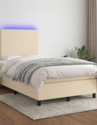 vidaXL Боксспринг легло с матрак и LED кремаво 120x200 см плат