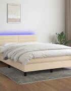 vidaXL Боксспринг легло с матрак и LED кремаво 140x200 см плат