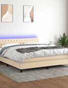 vidaXL Боксспринг легло с матрак и LED кремаво 160x200 см плат