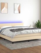 vidaXL Боксспринг легло с матрак и LED кремаво 180x200 см плат