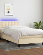 vidaXL Боксспринг легло с матрак и LED кремаво 80x200 см плат