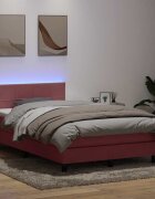 vidaXL Боксспринг легло с матрак и LED розово 120x220 см кадифе