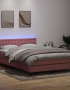 vidaXL Боксспринг легло с матрак и LED розово 140x220 см кадифе
