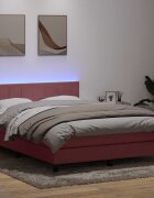 vidaXL Боксспринг легло с матрак и LED розово 140x220 см кадифе
