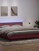 vidaXL Боксспринг легло с матрак и LED розово 180x210 cm кадифе