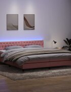 vidaXL Боксспринг легло с матрак и LED розово 180x210 cm кадифе