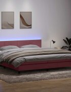 vidaXL Боксспринг легло с матрак и LED розово 180x210 cm кадифе