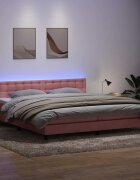 vidaXL Боксспринг легло с матрак и LED розово 180x210 cm кадифе