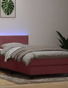 vidaXL Боксспринг легло с матрак и LED розово 80x220 cm кадифе