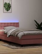 vidaXL Боксспринг легло с матрак и LED розово 80x220 cm кадифе