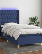 vidaXL Боксспринг легло с матрак и LED синьо 100x200 см плат
