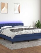 vidaXL Боксспринг легло с матрак и LED синьо 160x200 см плат