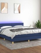 vidaXL Боксспринг легло с матрак и LED синьо 160x200 см плат