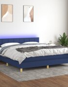 vidaXL Боксспринг легло с матрак и LED синьо 160x200 см плат