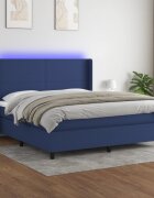 vidaXL Боксспринг легло с матрак и LED синьо 160x200 см плат