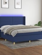 vidaXL Боксспринг легло с матрак и LED синьо 160x200 см плат
