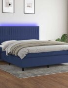 vidaXL Боксспринг легло с матрак и LED синьо 180x200 см плат