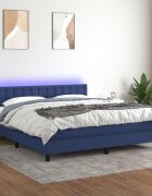vidaXL Боксспринг легло с матрак и LED синьо 180x200 см плат
