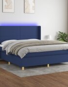 vidaXL Боксспринг легло с матрак и LED синьо 180x200 см плат