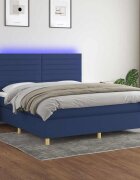 vidaXL Боксспринг легло с матрак и LED синьо 180x200 см плат