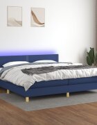 vidaXL Боксспринг легло с матрак и LED синя 200x200 см плат