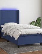 vidaXL Боксспринг легло с матрак и LED синя 90x190 см плат